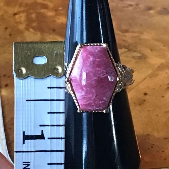 Art Deco Norwegian Thulite Sterling Silver Ring Size 7 - Picture 6 of 10